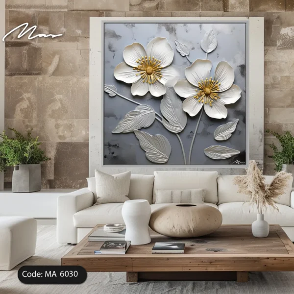 White Blossoms on Grey