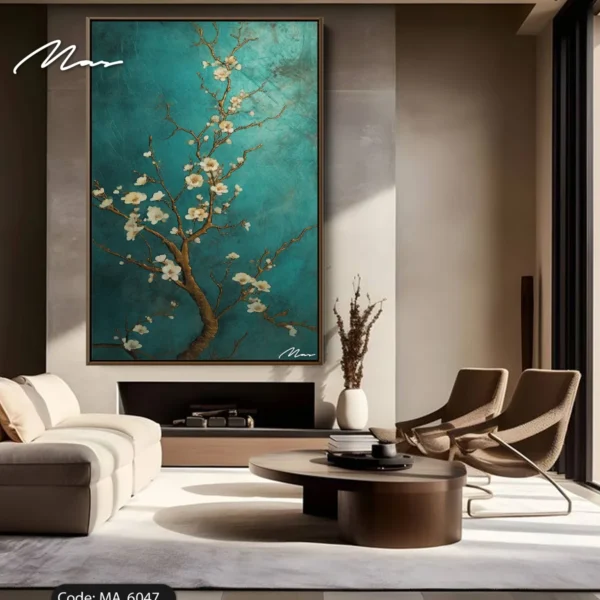 Golden Blossoms on Teal